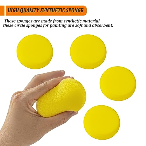 50 Pack Round Yellow Synthetic Sponge, 2.9 inch - Artist Sponge for Face Painting, Crafts, Pottery, Clay, Ceramics - size: 50pcs-2.9inch