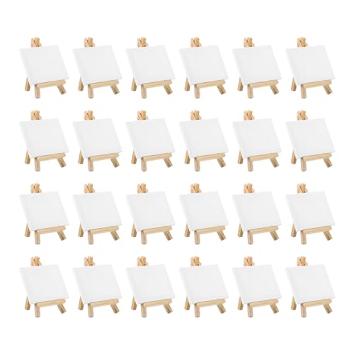 PATIKIL 4x2.8 Canvas Boards for Painting, 24Pack Cotton Wood Frame Rectangle Triple Primed Stretched Blank Canvas Panel for Acrylic, Oil, Tempera Paint,White - size: 4x2.8"
