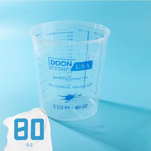 Paint Mixing Cups 80 Oz, 20-Pack - Disposable Plastic Graduated Measuring Cup for Epoxy Resin, Automotive Paint & Art Projects | Pre-Printed Mix Ratios - style: 20