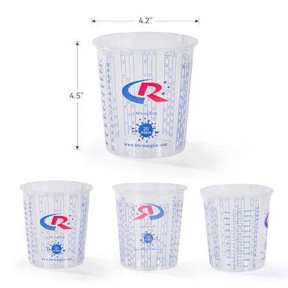 Paint Mixing Cup 20 Ounce, Accurate Measurements in Ratios and OZ. and ML, 12PCS Plastic Graduated Measuring Cups for Paint, Resin, Epoxy, Acrylic, Pigments, Art