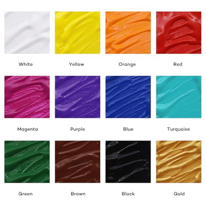 Mont Marte Tempera Paint Set 12pc x 16.9 US fl.oz (500ml), 12 Bottles of Tempera Style Kids Paint, Washable for Kids Art and Craft, Non Toxic, Easy to Clean. - size: 202.8 Fl Oz (Pack of 1)