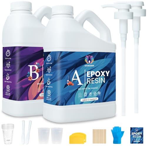 Epoxy Resin Kit Crystal Clear Epoxy Resin, Self Leveling Bubble Free No Yellowing Suitable for Casting, DIY, Woods, Jewelry Making, Keychains, Easy to Mix 1:1 (2 Gallon) - size: 2 GALLON