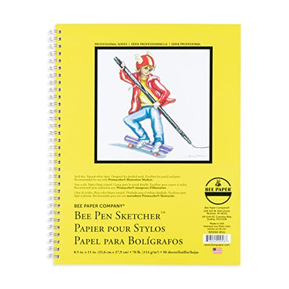 Bee Paper 8.5" x 11" Bee Pen Sketcher Paper Pad, 50 Sheets - size: 8-1/2-inch x 11-inch, 50 Sheet Wire Bound Pad