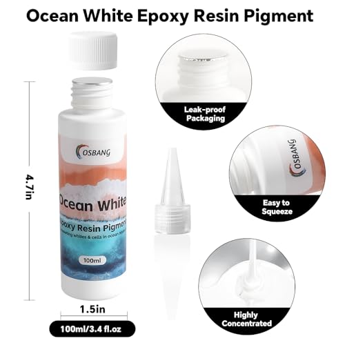 Ocean White Epoxy Resin Pigment 100ml/3.4 fl.oz, High Concentration Liquid Colorant for Resin Art, Ideal for Creating Waves, Cells, and Unique DIY Crafts - color: Ocean White