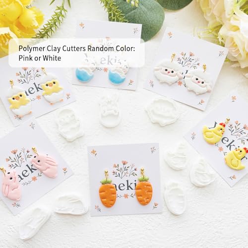 Easter Polymer Clay Cutters Set - 13pcs Sharp & Durable Bunny, Chick, Egg & Basket Shapes for DIY Earring Jewelry Making, Soft Clay Crafts & Spring Holiday Supplies - color: 2S color