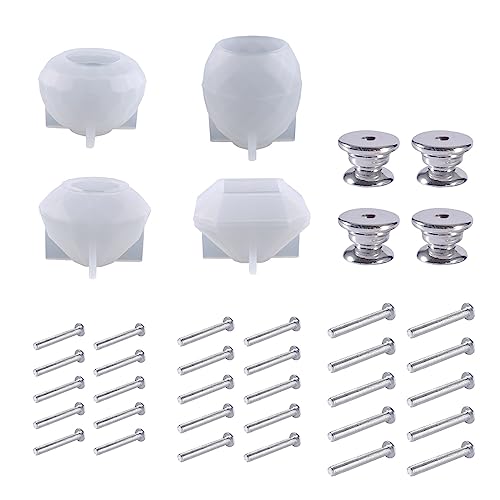 3D Dresser Knob Resin Mold Handles Silicone Resin Casting Mold Drawer Kitchen Cabinet Door Hardware with Accessories - color: Screw30mm