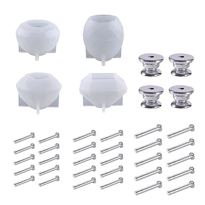 3D Dresser Knob Resin Mold Handles Silicone Resin Casting Mold Drawer Kitchen Cabinet Door Hardware with Accessories - color: Screw30mm
