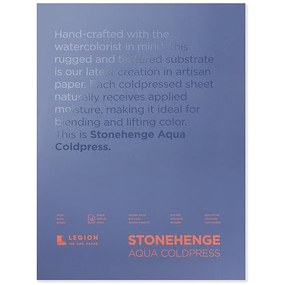 Stonehenge Aqua White Medium Weight Block, 140lb, Coldpress, 15 Sheets for Wet and Dry Media (12X16) - size: 12 x 16 inches