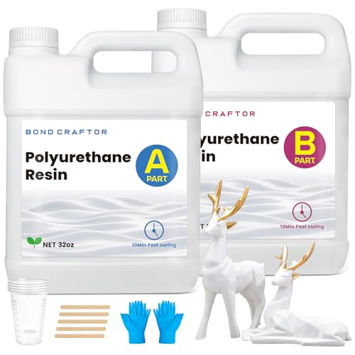 Bond Craftor Polyurethane Resin 64oz, 10 Mins Fast Cure Epoxy Resin | PU Resina Epoxica for DIY Crafts, Jewelry Making and Prototypes