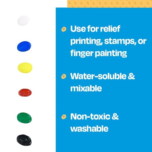 Sax Block Printing Inks for School and Arts and Crafts Use, Fluorescent Colors, 5 Ounce Tubes, Set of 6