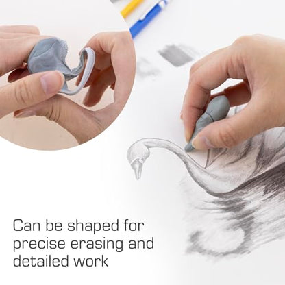 BAZIC Products Kneaded Art Eraser, Moldable Non-Abrasive Eraser, for Drawing Charcoal Pastel, Smudge-Free, for Pencil Marks, 12 Pack
