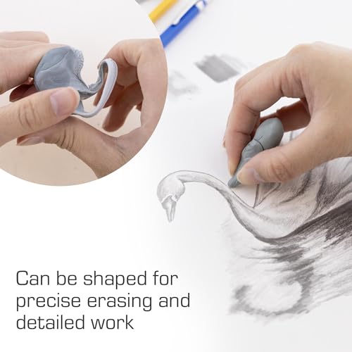 BAZIC Products Kneaded Art Eraser, Moldable, for Drawing & Charcoal | Soft gray kneaded art eraser; molds in your hand to lift pencil; pastel without crumbs; artists
