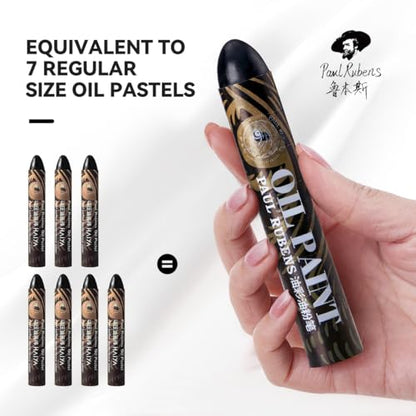Paul Rubens Jumbo Black Oil Pastels - 2 Pack (60g Each, 0.79"x4.72"), Extra Soft & Creamy, Professional Blendable Pastel Sticks for Artists, Students, Sketching & Large Areas - color: Black
