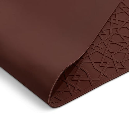 Modern Silicone Placemat Set of 2- Table Protector for Dining Room Table, Kitchen, Craft Mat- Non-Toxic, Anti-Slip, Dishwasher Safe, BPA Free, Heat Resistant - (Maroon) - color: Red