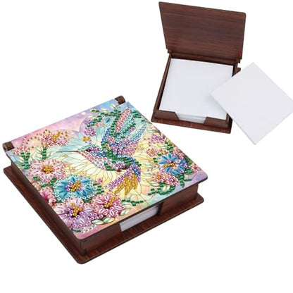 MVVMTOP Diamond Painting Kit memo Box, Diamonds Art DIY Hummingbird Patterns Sticky Note Box Special Shape Drill, with 160 Sticky Note, Ideal for Home Office Supplies, Handicrafts, Holiday Gifts - color: Hummingbird