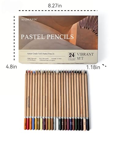 Soft Pastel Pencils 24 Colors & 12SHEET Sanded Pastel Pad