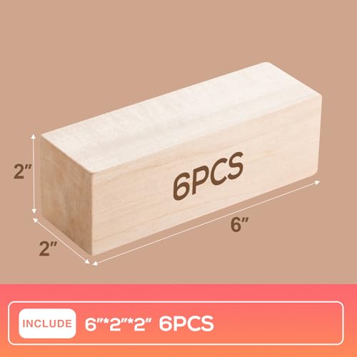 Falling in Art Basswood Carving Blocks, 6 Pcs Whittling Wood Carving Kit, Carving Wooden Blocks for Crafting, Ideal for Beginners and Professional Artists(6 * 2 * 2 6PC) - size: 6 pcs