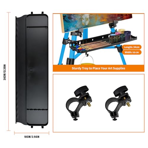 Easel for Painting, Portable & Foldable Easels Stand, Height-Adjustable 22'' to 62'', Equipped with Tray, Water Bucket Hook, Spirit Level, Compass & Carrying Bag for Art Display,Travel - Blue - style: Blue