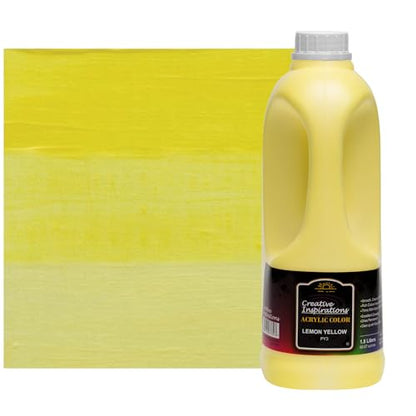 Creative Inspirations Acrylic Paint - Lemon Yellow - 1.8 Liter - Smooth & Creamy Consistency, Vibrant Pigmentation, Great Coverage for Artists - Clean Up with Soap & Water - color: Lemon Yellow, size: 60.87 Fl Oz (Pack of 1)