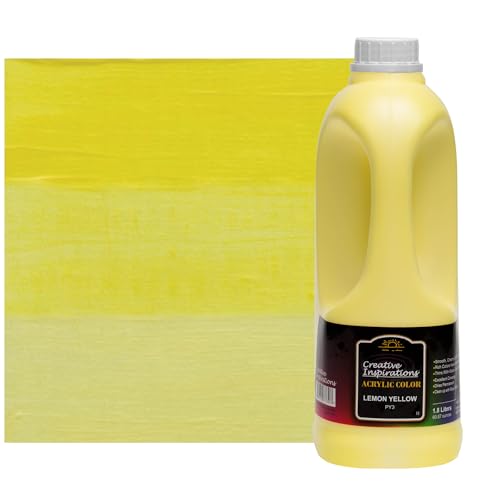 Creative Inspirations Acrylic Paint - Lemon Yellow - 1.8 Liter - Smooth & Creamy Consistency, Vibrant Pigmentation, Great Coverage for Artists - Clean Up with Soap & Water - color: Lemon Yellow, size: 60.87 Fl Oz (Pack of 1)