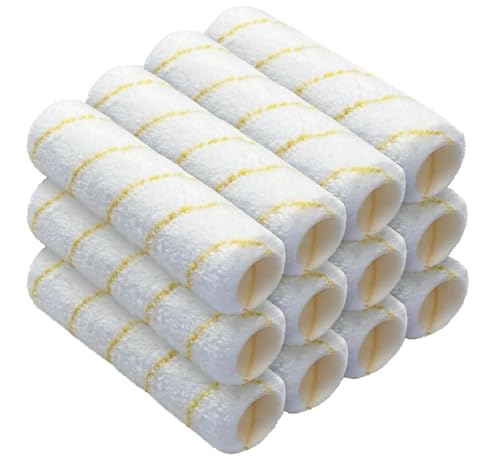 12-Pack Paint Roller Covers 9 Inch, 1/2" Nap Microfiber Paint Roller Kit for Painting Walls, Ceilings, Houses & DIY Projects on Smooth Textured Surfaces, etc - size: 12pcs,9",Microfiber