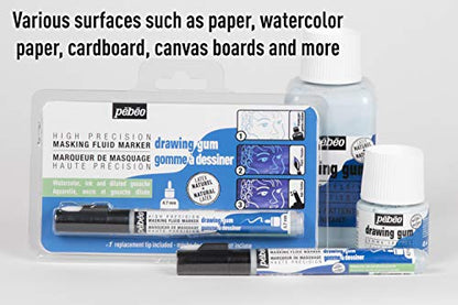 Pebeo Easy Peel Liquid Latex Masking Fluid - Drawing Gum - Dries Quickly - For Ink - Watercolor - Gouache Painting & Illustration - Fine Arts & Crafts Supplies - 250ml Bottle