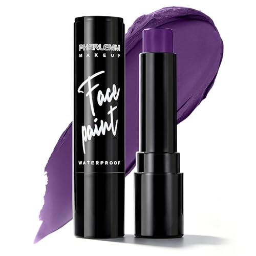 Purple Face Paint Stick Waterproof Eye Black Smooth SmudgeProof Body Paint High Pigment for Sports Events Halloween SFX Makeup for Witch Mystic Sorceress Dark Fairy and Magical Character - color: Purple