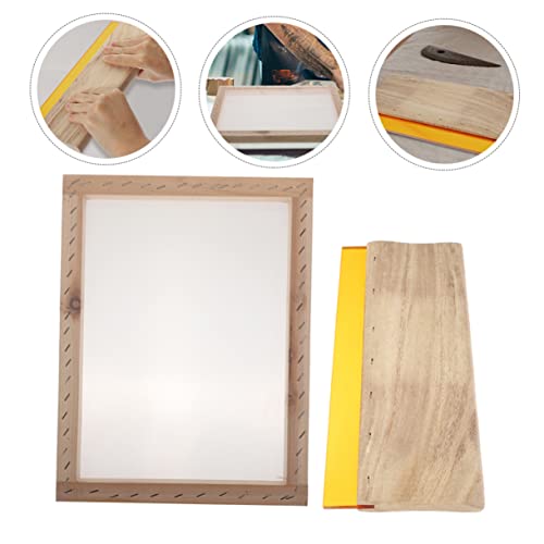 GLSTOY 1set Screen Printing Scraper Ink Squeegee for Easy Application for Crafting and Includes Frame and Mesh