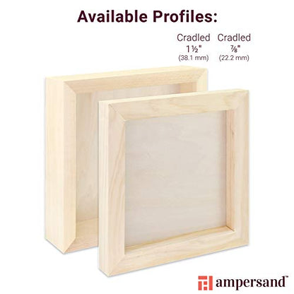 Ampersand Art Supply Unprimed Basswood Artist Panel, 1-1/2" Cradled Profile, 14"x18" - size: 14"x18", style: 1-1/2" Cradled
