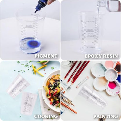 Epoxy Resin Mixing Cups, 50 Pieces 240 ml Disposable Measuring Cups with 50 Pieces Mixing Sticks for Liquids, Mixing Resin, Paint, Pigment