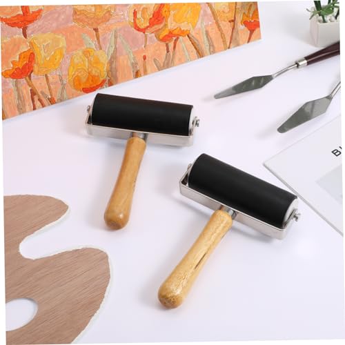 KONTONTY Ink Roller Tool Set 10cm Printmaking Rubber Roller Stamping Tool for Crafts Wallpapers