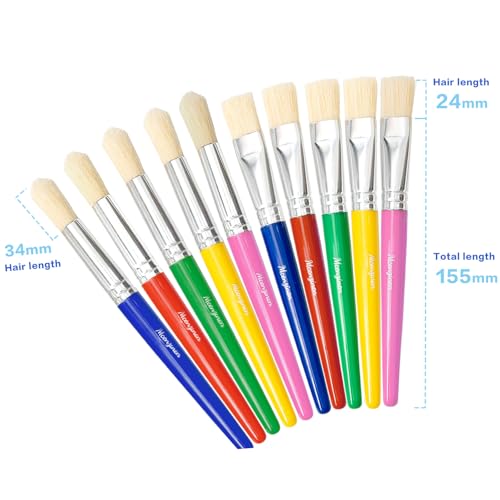 Kids Paint Brushes Set, 10 Pack Non-Toxic Washable Round & Flat Art Brushes for Children Ages 3-8, Perfect for School Painting & Home Crafts - size: 10PCS