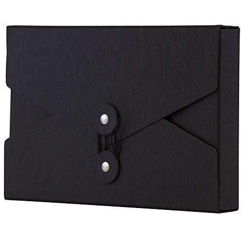 JAM PAPER Kraft Portfolio with Button and String Tie Closure - Video Size - 5 1/2 x 8 1/2 x 1 - Black Recycled - Sold Individually - color: Black Recycled, size: Video Size (5 1/2" x 8 1/2" x 1")