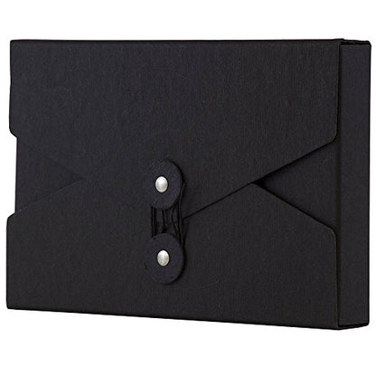 JAM PAPER Kraft Portfolio with Button and String Tie Closure - Video Size - 5 1/2 x 8 1/2 x 1 - Black Recycled - Sold Individually - color: Black Recycled, size: Video Size (5 1/2" x 8 1/2" x 1")