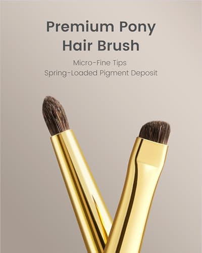 Desert Oak Series Aegyo-Sal Brush Duo - Under-Eye Highlight & Contour Set with Pony Hair, Bubinga Handle (CM175 + CM176) - color: CM-0175+CM-0176, size: 2 Piece