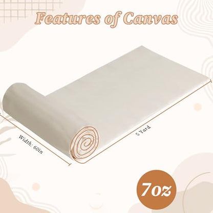 60" W Canvas Roll | 7oz Canvas Fabric Cotton Duck | Heavy Natural Fabric for Painting Arts & Crafts, Backings, Covers, Placemats (5 Yards) - size: 5 Yard-7oz