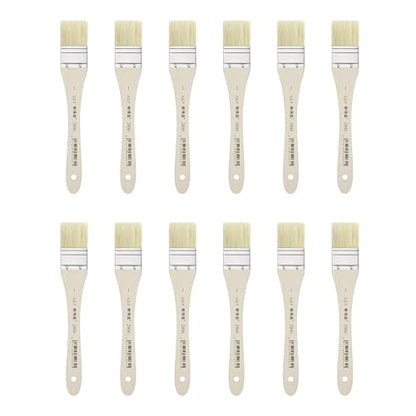 XDT#2806 Hake Artist Paint Brush 12 Piece Set #0.98in, Hog Bristle Flat Brushes for Painting, Acrylic Oil Watercolor - size: #1 12Pc Set