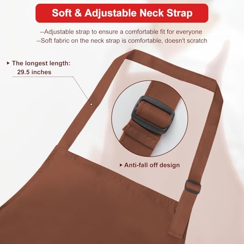 SHEOMERN Aprons for Men Kitchen Cooking – Waterproof & Oil Proof 3-Layer Long Pocket-Free Chef Apron for Grilling BBQ Baking – Gift for Men - color: Brown
