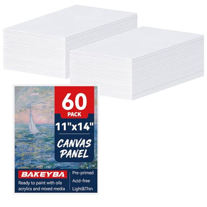 60 Pcs 11x14 Inch Canvas Boards for Painting Pre-Primed White Blank Cotton Canvas Panels for Acrylics Oil Paints - size: 11"x14"- 60pcs