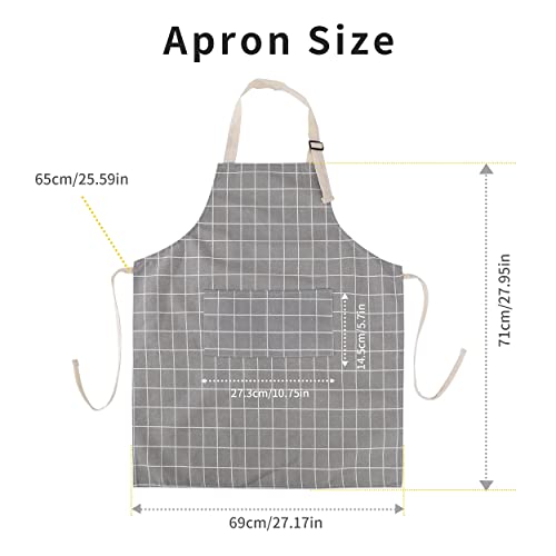 Tosewever 2 Pack Cotton Adjustable Bib Apron for Women, Cooking Kitchen Aprons with Pockets BBQ Drawing, Mom Woman Men Chef (Cotton - Grey/Green, 2) - color: Cotton - Grey/Green