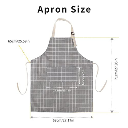 Tosewever 2 Pack Cotton Adjustable Bib Apron for Women, Cooking Kitchen Aprons with Pockets BBQ Drawing, Mom Woman Men Chef (Cotton - Grey/Green, 2) - color: Cotton - Grey/Green