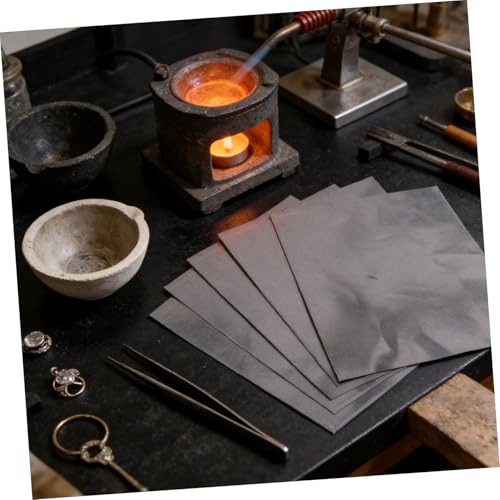 TEHAUX Heat Resistant Graphite Paper 5 Sheets 0.3mm Thick for Jewelry Making Metal Smelting Silver Gold Casting DIY Craft