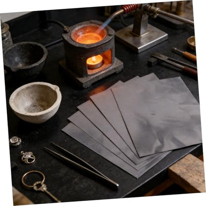 TEHAUX Heat Resistant Graphite Paper 5 Sheets 0.3mm Thick for Jewelry Making Metal Smelting Silver Gold Casting DIY Craft