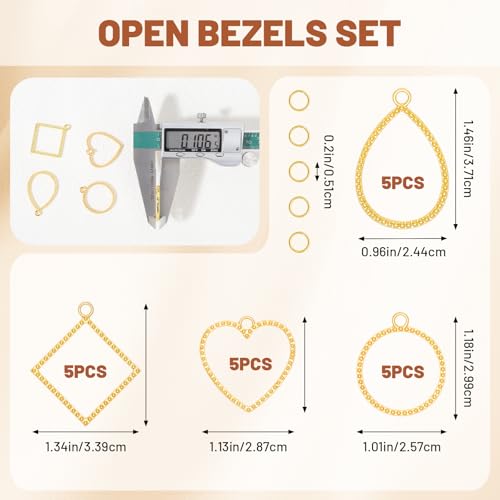 Gartful Open Bezels for Resin Jewelry Making, Hollow Frame Pendants with Jump Rings, Craft Bezels for Necklace, Earrings - style: Dotted Frame - 4 Styles 30PCS