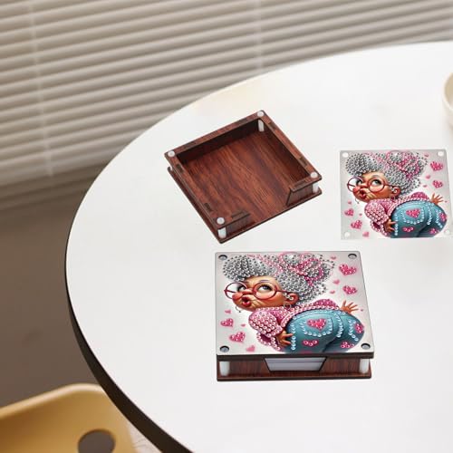JISHSHAY 2 PCS Diamond Art Note Box Woman Diamond Painting Memo Boxes Woman Gem Painting Gem Art Memo Pad Holder Mosaic Kits for Adults Embroidery Kit Note Pad Holder, Contains 120 Sheets of Paper - color: Woman 5