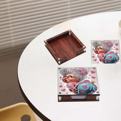 JISHSHAY 2 PCS Diamond Art Note Box Woman Diamond Painting Memo Boxes Woman Gem Painting Gem Art Memo Pad Holder Mosaic Kits for Adults Embroidery Kit Note Pad Holder, Contains 120 Sheets of Paper - color: Woman 5