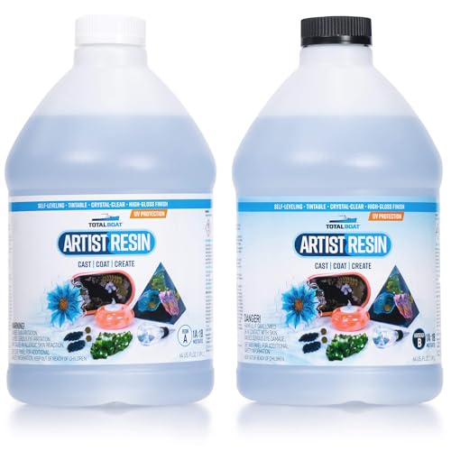 TotalBoat Artist Epoxy Resin - 128 Oz. Gallon Kit with 1:1 Mix Ratio and UV Resistance - High-Gloss, Crystal-Clear Casting Formula for Artwork, Charms, Crafts, Jewelry, and Tumblers - size: 1 Gallon