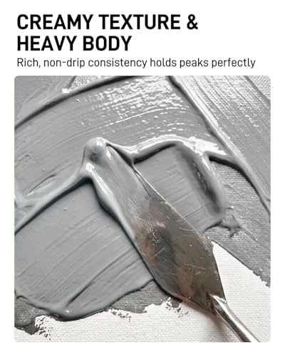 JusArt Gray Acrylic Paint, 8.45oz/250ml Large Tube, Heavy Body Rich Pigment, Non-Toxic, Non-Fading Craft Paint for Canvas Wood Metal Fabric Ceramics, Art Supplies for Adults Artists Beginner - color: Gray