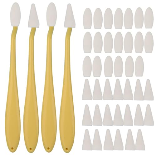 4pcs Paper Art Blending Blenders Stumps, Sketch Trimmer Erase Sponge Wiper, 2 Head Types, 40 Replacement Sponge Wipes, Sketch Drawing Tools Ideal for Highlighting, Shadowing, and Correcting Drawing - color: Yellow