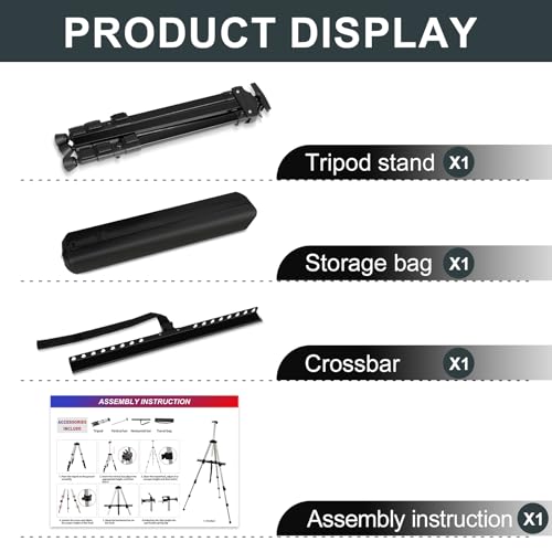 AROIC 4 Pack Art Painting Display Easel Stands,Portable Adjustable Aluminum Metal Tripod Artist Canvases Height from17 to 66 Inch Extra Sturdy forTable-Top/Floor Painting. Black with 4 Storage Bag - style: 4P